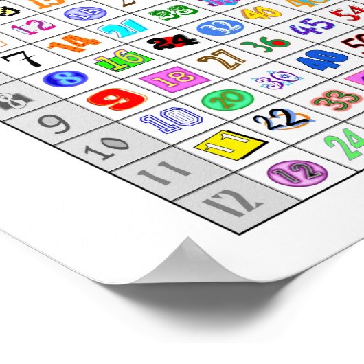 Fun Colorful Multiplication Table Poster (Hoek)