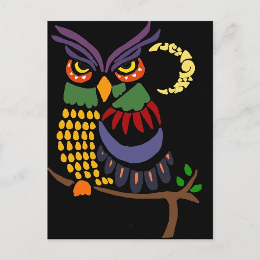 Fun Colorful Owl Abstracte kunst Briefkaart (Voorkant)