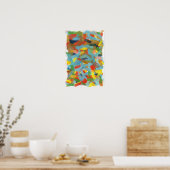Fun Colorful Paint Daub Rechthoeken Abstracte kuns Poster (Keuken)
