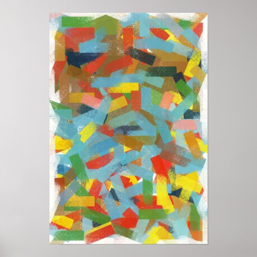 Fun Colorful Paint Daub Rechthoeken Abstracte kuns Poster (Voorkant)