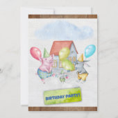 Fun Colorful Party Animals Boy Birthday Kaart (Achterkant)