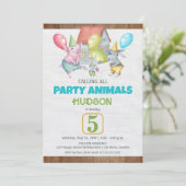 Fun Colorful Party Animals Boy Birthday Kaart (Staand voorkant)
