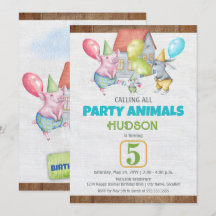 Fun Colorful Party Animals Boy Birthday