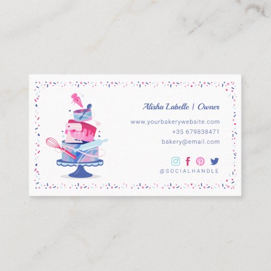 Fun Colorful Pastry-banketbakkerswaren en gereedsc Visitekaartje (Achterkant)