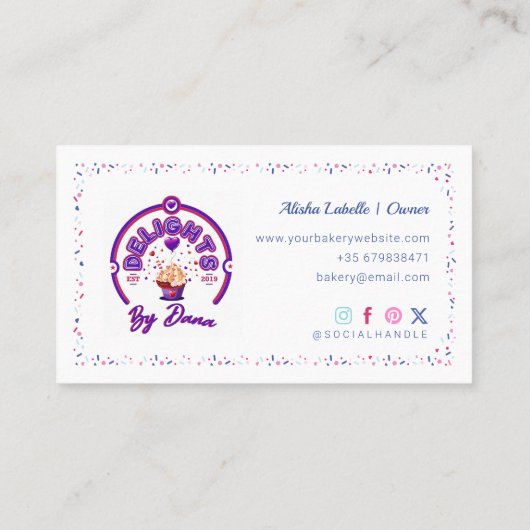 Fun Colorful Pastry-banketbakkerswaren en gereedsc Visitekaartje (Achterkant)