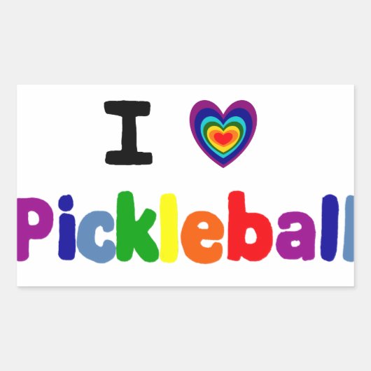 Fun Colorful Pickleball Letters Art Rechthoekige Sticker (Voorkant)