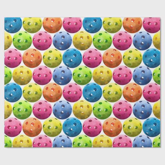Fun Colorful Pickleballen Cadeaupapier (Vlak)