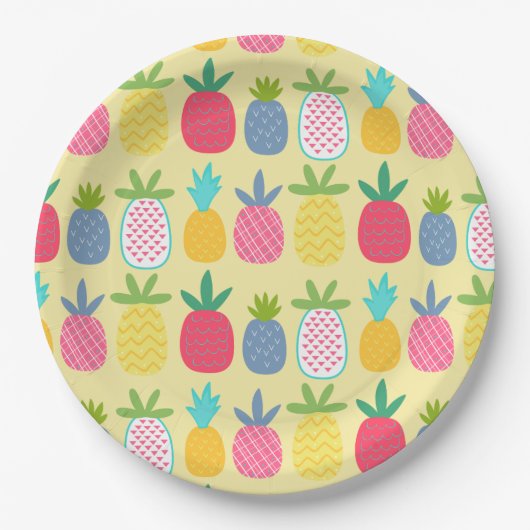 Fun Colorful Pineapple gepatterd Papieren Bordje (Voorkant)