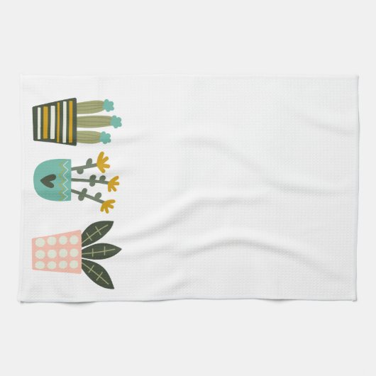 Fun Colorful Planten Cactus Theedoek (Horizontaal)