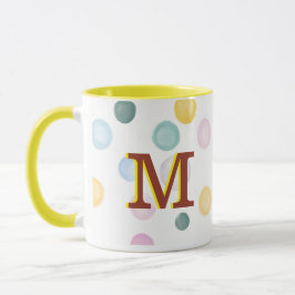Fun Colorful Polka Dots 3D Monogram Mok