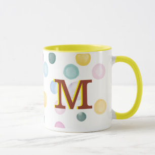 Fun Colorful Polka Dots 3D Monogram Mok