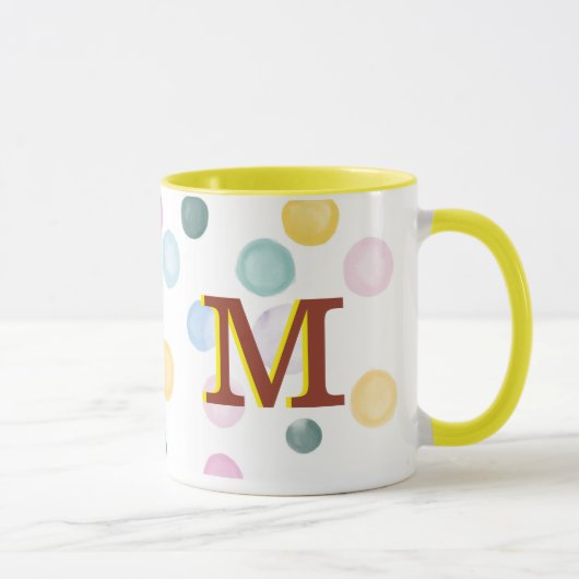 Fun Colorful Polka Dots 3D Monogram Mok (Rechts)