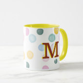 Fun Colorful Polka Dots 3D Monogram Mok (Voorkant rechts)