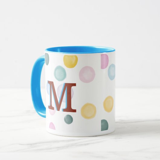 Fun Colorful Polka Dots 3D Monogram Mok (Voorkant links)