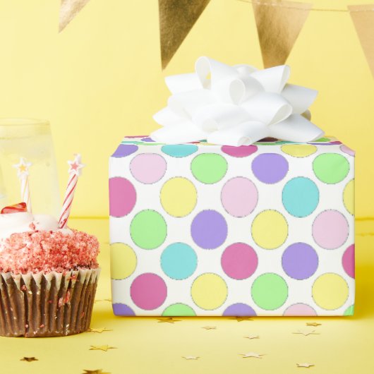 Fun Colorful Polka Dots Cadeaupapier (Verjaardagsfeest)