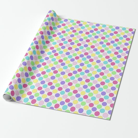 Fun Colorful Polka Dots Cadeaupapier (Uitgerold)