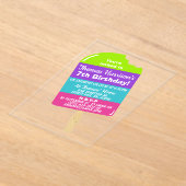 Fun Colorful Popsial any Age Summer Birthday Acryl Uitnodigingen (Laagn)