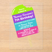 Fun Colorful Popsial any Age Summer Birthday Acryl Uitnodigingen (Voorkant)