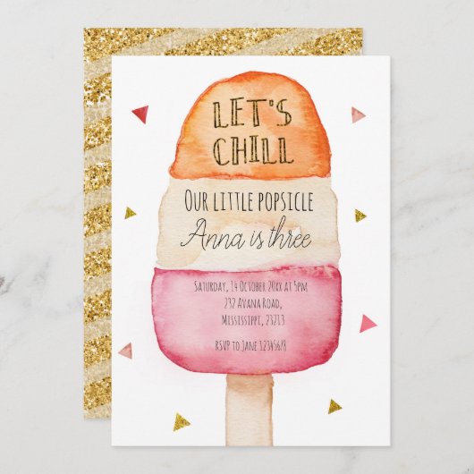 Fun Colorful Popsicle Birthday Invitation Kaart (Voorkant / Achterkant)