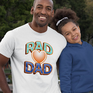 Fun Colorful Rad Dad Quote en Red Heart T-shirt