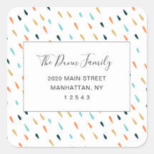 Fun Colorful Rain Drop Pattern Return Address