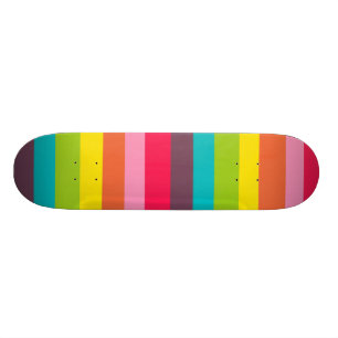 Fun Colorful Rainbow Stripes Girly Color Pattern Skateboard