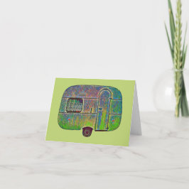 Fun Colorful Retro Camper Travel Note Kaart