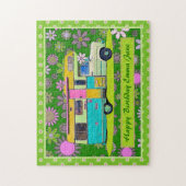 Fun Colorful Retro Coach Camper Happy Birthday Legpuzzel (Verticaal)