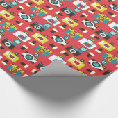 Fun Colorful Retro Lomo Cameras Pattern Cadeaupapier (Hoek)