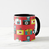 Fun Colorful Retro Lomo Cameras Pattern Mok (Voorkant rechts)