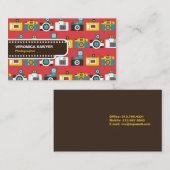 Fun Colorful Retro Lomo Cameras Pattern Visitekaartje (Voorkant / Achterkant)