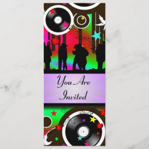 Fun colorful retro muziekparty kaart