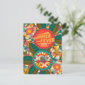 Fun Colorful Retro Summer Fever Floral Briefkaart (Staand voorkant)