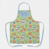 Fun Colorful Retro Waterverf Kitchen Chef Name Schort (Voorkant)