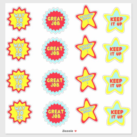 Fun Colorful Reward School Teacher Stickers (Vel)