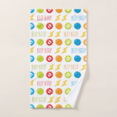 Fun Colorful Robot Beep Boop Pattern Kind Bad Handdoek (Handdoek)