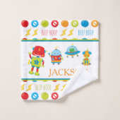 Fun Colorful Robot Beep Boop Pattern Kind Bad Handdoek (Wasdoekje)