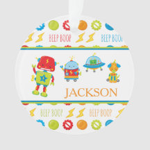 Fun Colorful Robot Beep Boop Pattern Kind Kerstmis