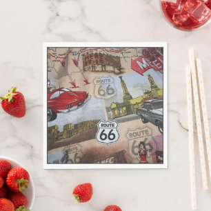 Fun Colorful Route 66 Collage Pattern Servet