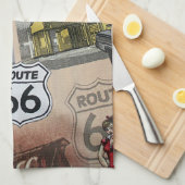 Fun Colorful Route 66 Collage Pattern Theedoek (Quarter Fold)