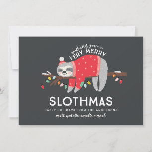 fun colorful sloth christmas feestdagenkaart