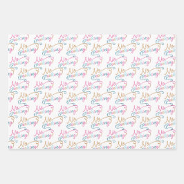 Fun Colorful Stripe, Gnome en Kisses Kerstmis Inpakpapier Vel