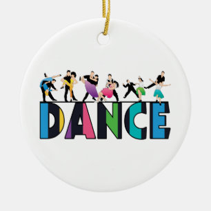 Fun & Colorful Striped Dancers Dance Keramisch Ornament