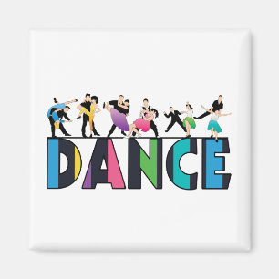 Fun & Colorful Striped Dancers Dance Magneet