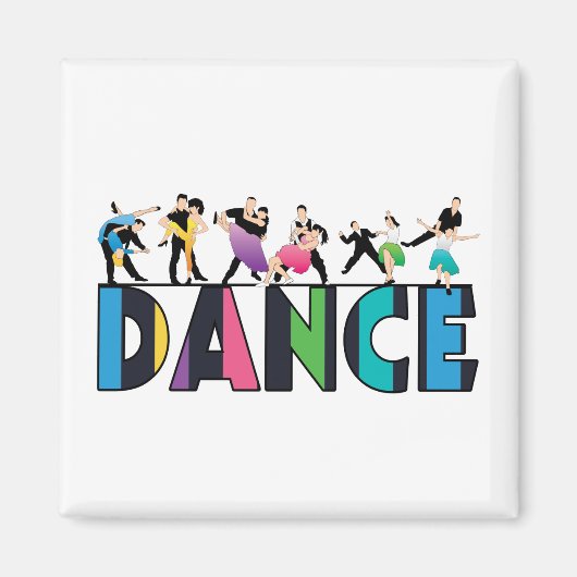 Fun & Colorful Striped Dancers Dance Magneet (Voorkant)