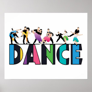 Fun & Colorful Striped Dancers Dance Poster