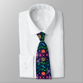 Fun Colorful Stylized Floral Stropdas