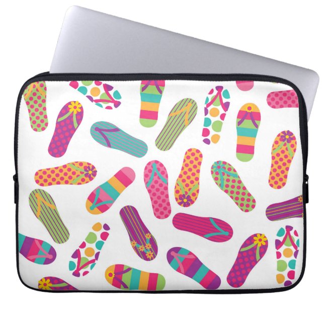 Fun Colorful Summer Teenslippers Pattern Laptop Sleeve (Voorkant)