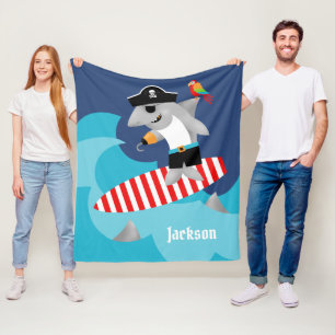 Fun Colorful Surfing Pirate Shark Throw Fleece Deken