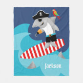 Fun Colorful Surfing Pirate Shark Throw Fleece Deken (Voorkant)